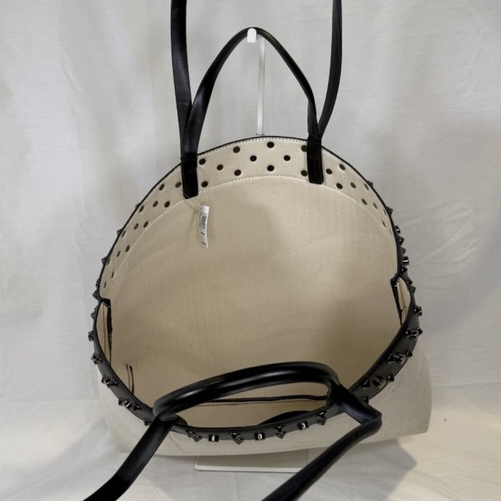 GAP, Studded East-West Canvas Tote Bag, Black Vegan Leather Trim, NWT - Picture 9 of 14
